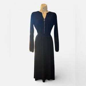 Michael Kors Black Zip Front Belted Sheath Cocktail Dress XS NWT